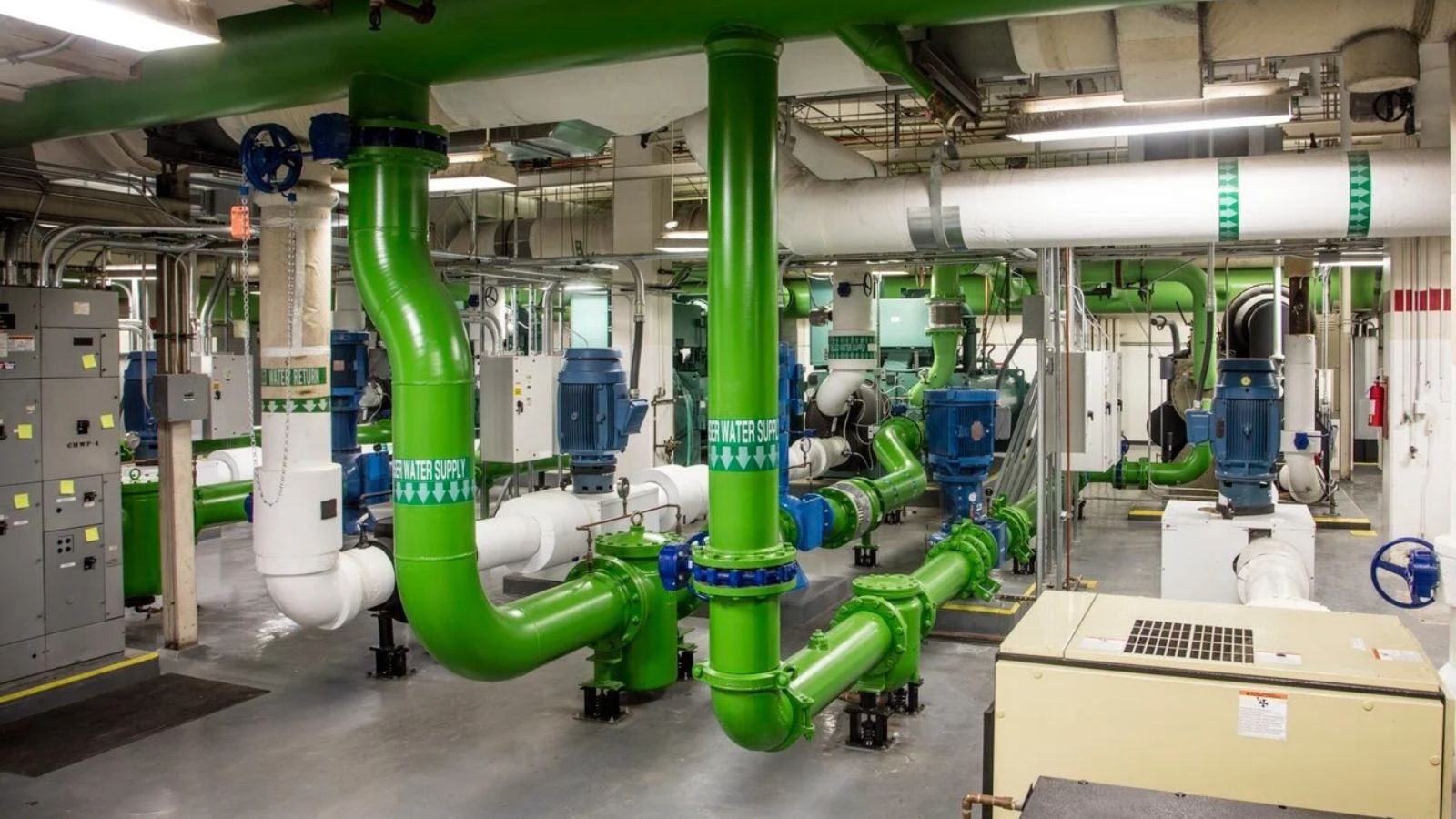 Technician working on commercial plumbing in a Birmingham business