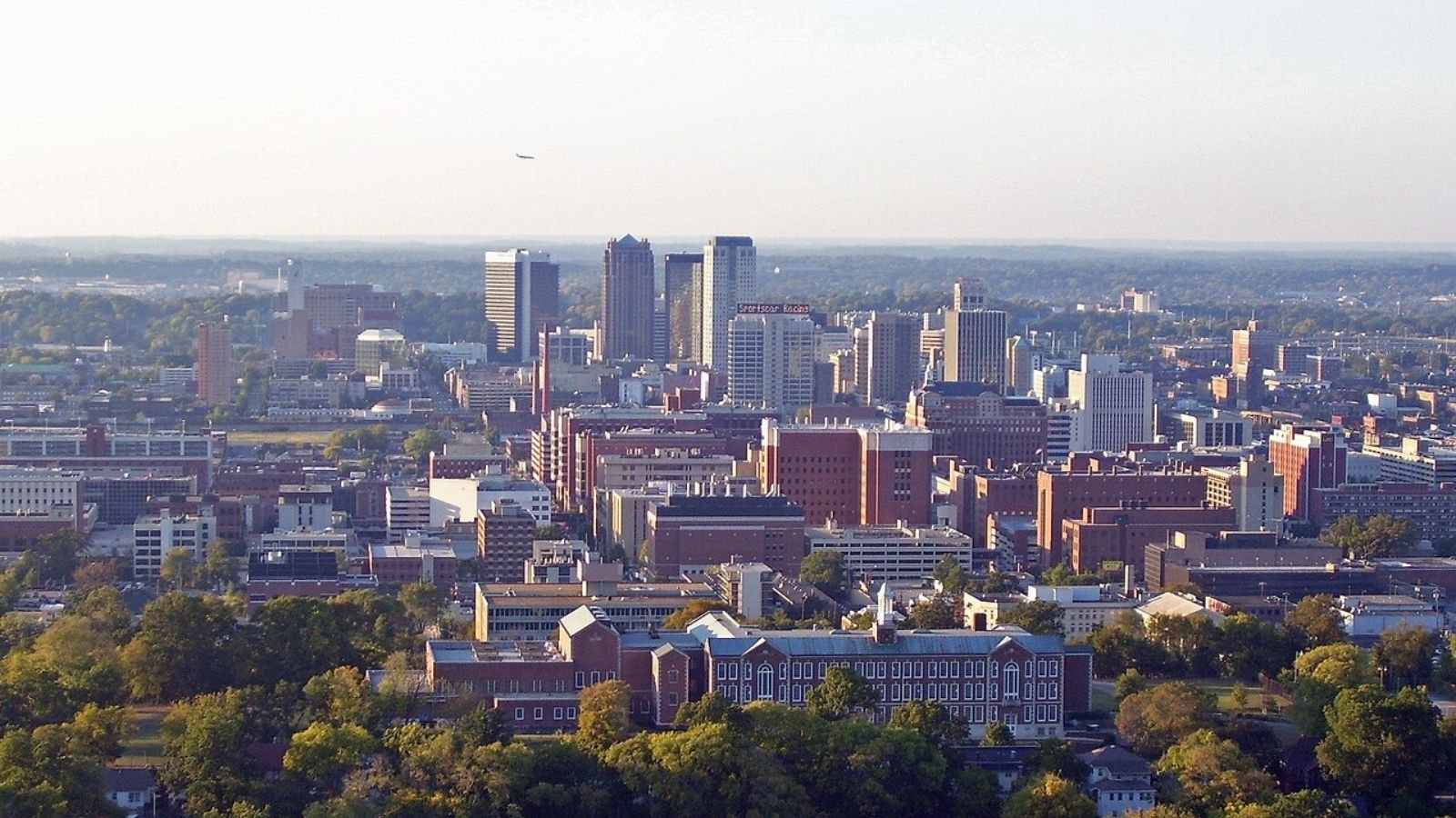 Vulcan Park area view over Homewood, Alabama