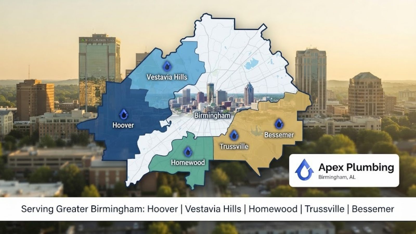 Map of the Birmingham, Alabama metro service area